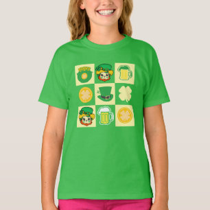 Cute St. Patrick's Day Checkerboard Kids T-Shirt