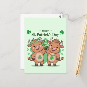 Cute St Patricks Day Cows Postcard