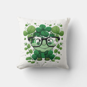 cute st Patricks day cute shamrock wherein glasses Throw Pillow
