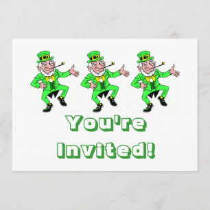 Cute St. Patrick's Day Dancing Leprechaun Invitation