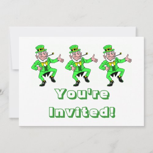 Cute St Patricks Day Dancing Leprechaun Invitation