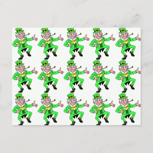 Cute St Patricks Day Dancing Leprechaun Postcard