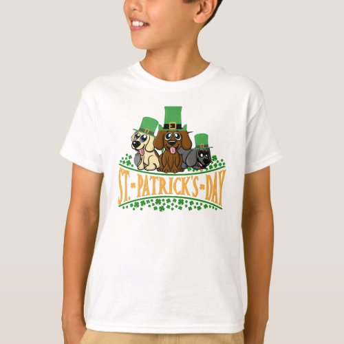 Cute St Patricks Day Dogs Leprechaun Hat Shamrock T_Shirt