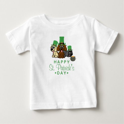 Cute St Patricks Day Dogs Leprechaun Hats Puppy Baby T_Shirt