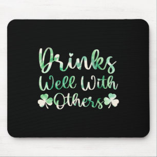 Cute St Patricks Day Drinking Tie Dye Drinks Well Mouse Pad