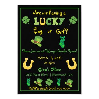 Cute St Patricks Day Gender Reveal Invitation