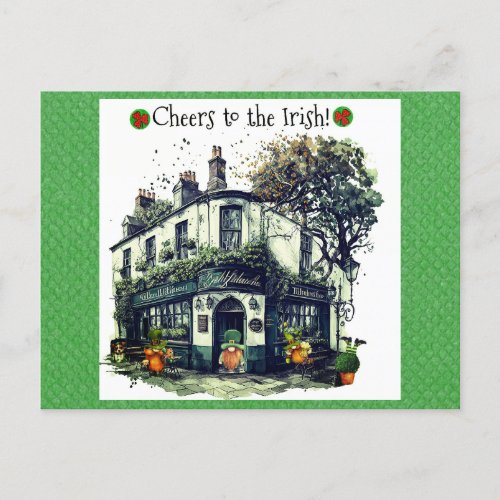 Cute St Patricks Day Gnome Irish Pub Cheers Postcard