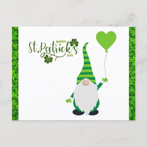 Cute St Patricks Day Gnome Shamrock Postcard
