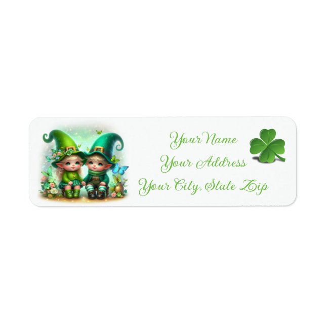 Cute St. Patrick's Day Gnomes Label (Front)