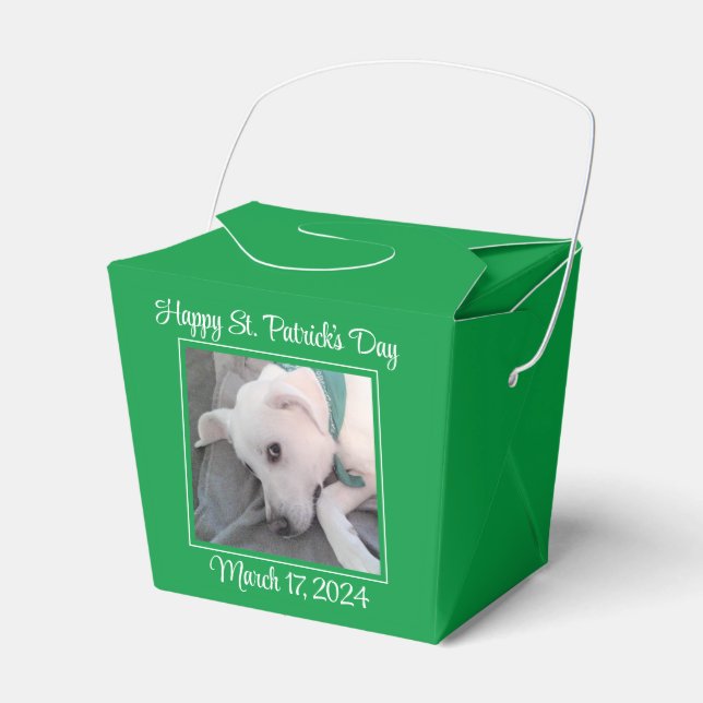 Cute St. Patrick's Day Green Lazy Dog Favor Box (Front Side)