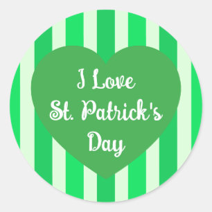 Cute St. Patrick's Day Green Striped Simple Classic Round Sticker