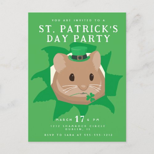 Cute St Patricks Day Hamster peeking through hole Postcard