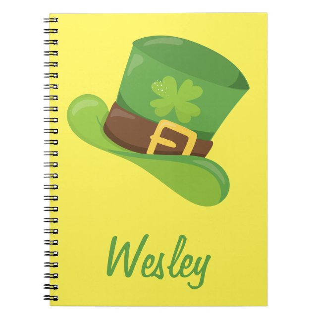 Cute St. Patrick's Day Hat Notebook (Front)