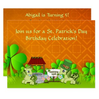Cute St Patrick's Day Horse Birthday Invitation