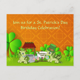 Cute St Patrick's Day Horse Birthday Invitation