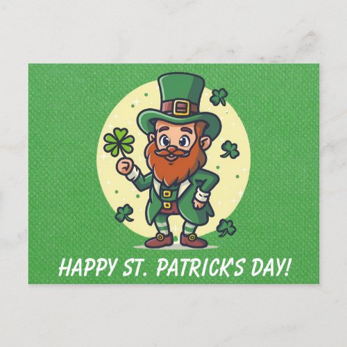 Cute St Patricks Day Irish Leprechaun Shamrock Postcard
