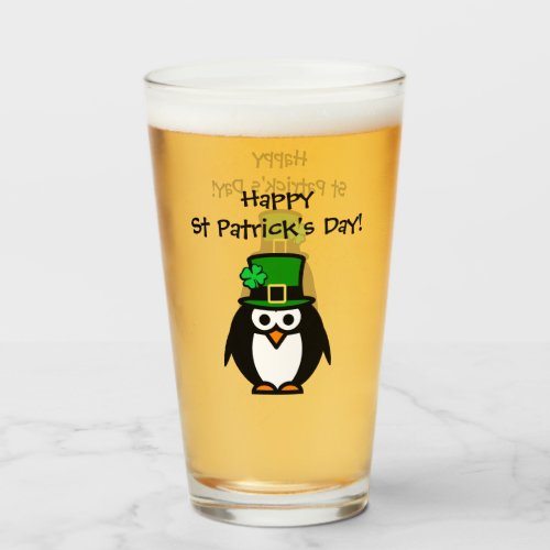 Cute St Patricks Day leprechaun cartoon beer glass
