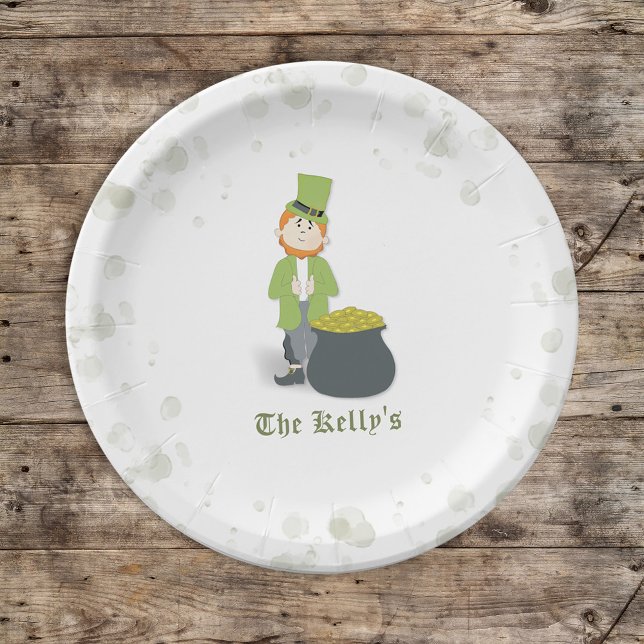 Cute St. Patrick's Day Leprechaun Custom Paper Plates (Creator Uploaded)