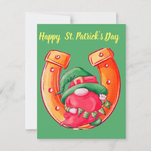 Cute St Patricks Day Lucky Gnome Holiday Card