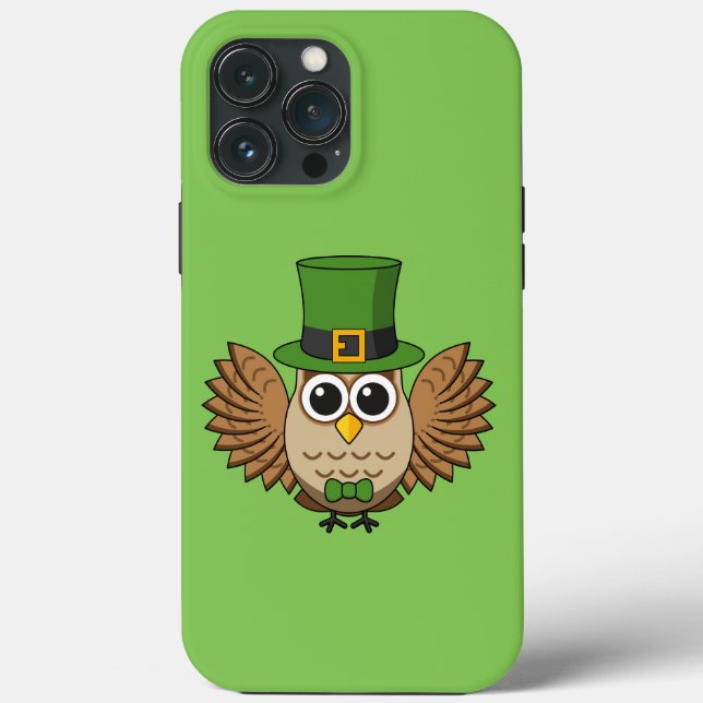 Cute St Patrick's Day Owl Cartoon Case-Mate iPhone Case (Back)