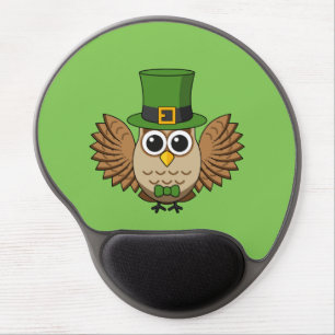 Cute St Patrick's Day Owl Cartoon Gel Mouse Pad