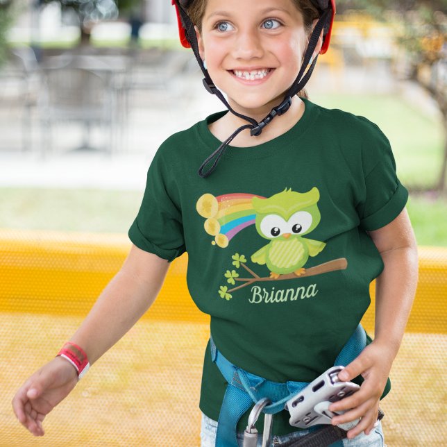 Cute St. Patricks Day Owl Irish Birthday Girl T-Shirt (Creator Uploaded)
