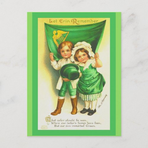 Cute St Patricks Day Postcard Vintage Kids