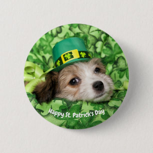 Cute St. Patrick's Day Puppy  Button