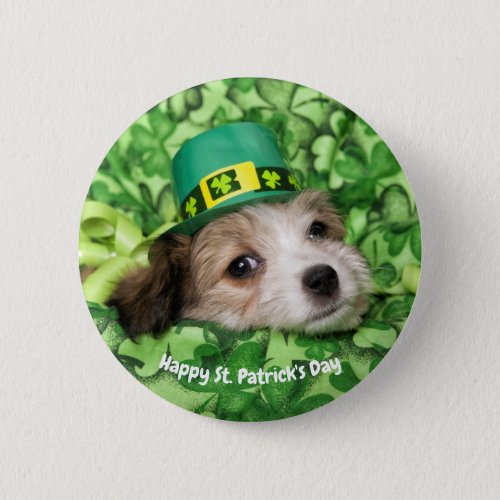Cute St Patricks Day Puppy  Button