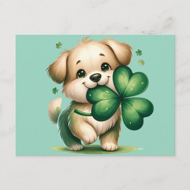 Cute St. Patrick's Day puppy Postcard (Front)