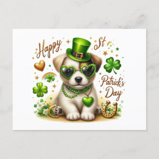 Cute St. Patrick's Day Puppy postcard