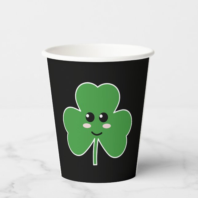 Cute St. Patrick's Day Shamrock Design Paper Cups (Front)