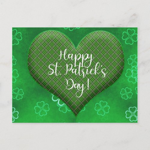 Cute St Patricks Day Shamrock Heart Love Postcard