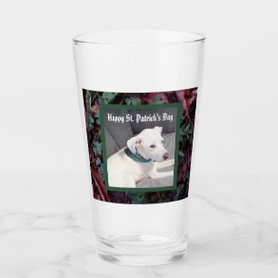 Cute St. Patrick's Day Shamrocks And Clovers Dog Glass