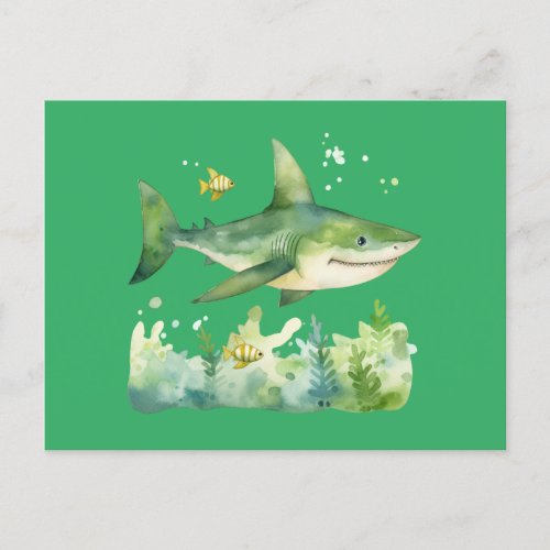 Cute St Patricks Day Shark Postcard