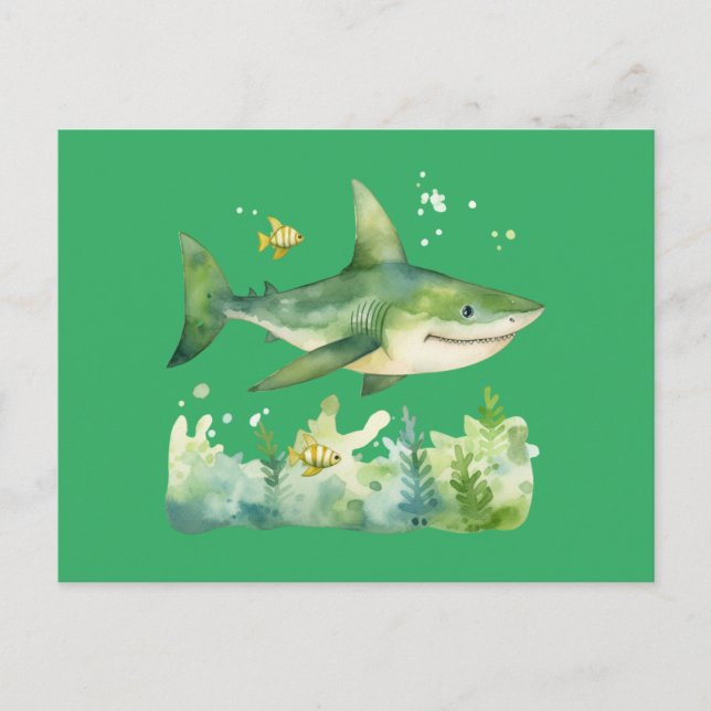 Cute St Patrick's Day Shark Postcard (Front)