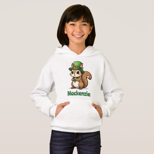 Cute St. Patrick's Day Squirrel with Green Hat Hoodie (Front Full)