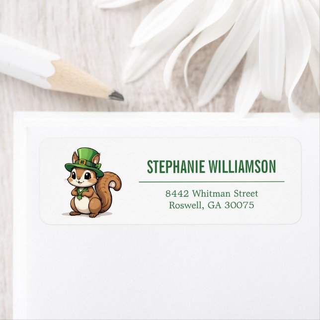 Cute St. Patrick's Day Squirrel with Green Hat Label (Insitu)