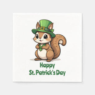 Cute St. Patrick's Day Squirrel with Green Hat Napkins