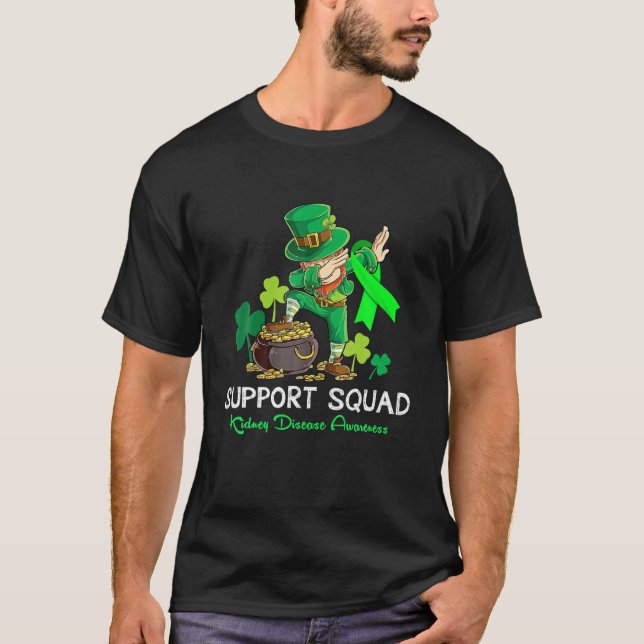 Cute St Patrick's Day Support Squad Kidney Disease T-Shirt (Front)
