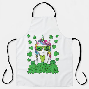 Cute St Patricks Day Unicorn Lepricorn Shamrock Apron