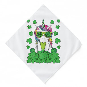 Cute St Patricks Day Unicorn Lepricorn Shamrock Bandana