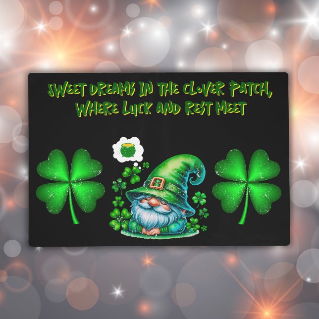 Cute St Patrick's Gnome Sleeping on black | Placemat (Creator Uploaded)