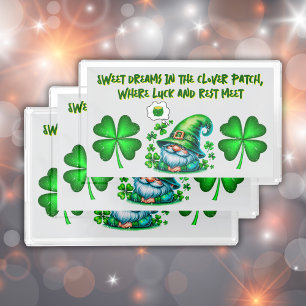 Cute St Patrick's Gnome Sleeping on grey   Acrylic Tray