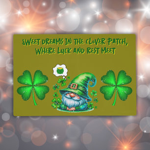 Cute St Patrick's Gnome Sleeping on olive Placemat