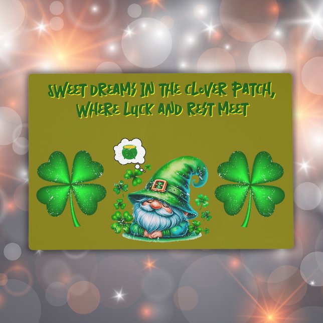 Cute St Patrick's Gnome Sleeping on olive | Placemat (Creator Uploaded)