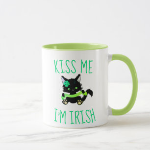 Cute St. Patrick's Kiss Me I'm Irish Cat  Mug