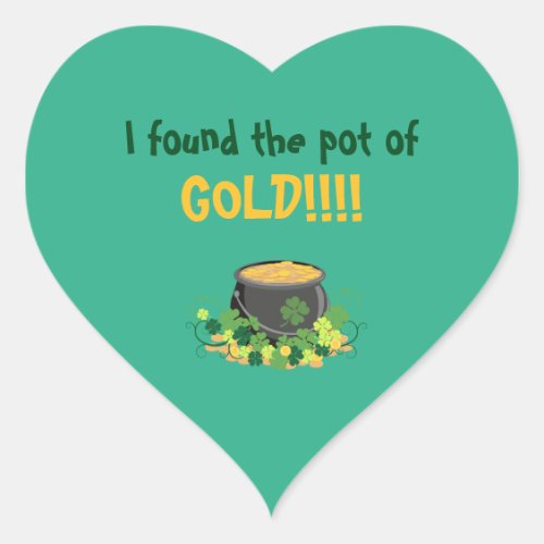 Cute St Patricks Pot of Gold Heart Sticker