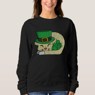 Cute  St Pattys Day  For Girls Cat Sweatshirt