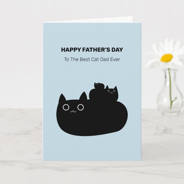 Cute Stacked Black Cats Cat Dad Father's Day Card (Small Plant)